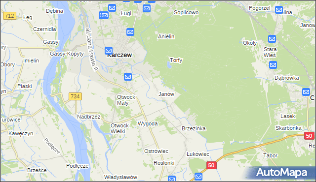 mapa Janów gmina Karczew, Janów gmina Karczew na mapie Targeo