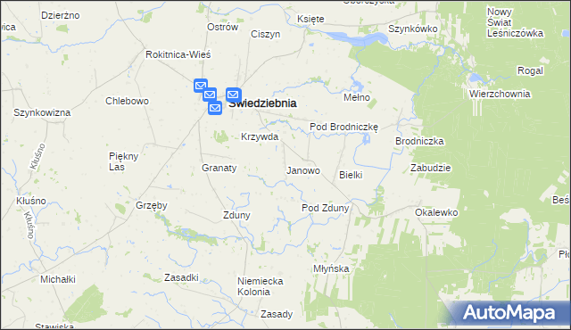 mapa Janowo gmina Świedziebnia, Janowo gmina Świedziebnia na mapie Targeo