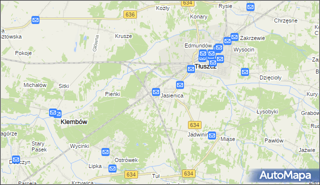 mapa Jasienica gmina Tłuszcz, Jasienica gmina Tłuszcz na mapie Targeo