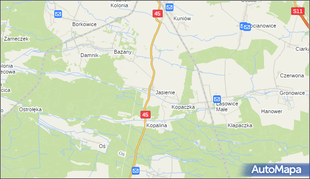 mapa Jasienie, Jasienie na mapie Targeo