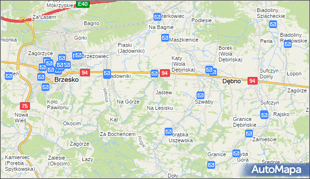 mapa Jastew, Jastew na mapie Targeo