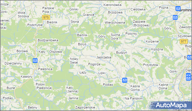 mapa Jastrzębia gmina Ciężkowice, Jastrzębia gmina Ciężkowice na mapie Targeo