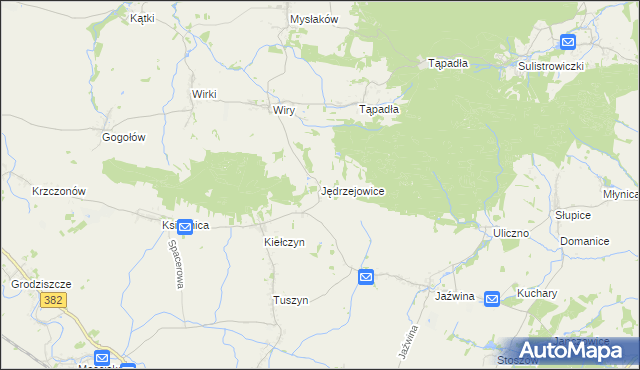 mapa Jędrzejowice gmina Dzierżoniów, Jędrzejowice gmina Dzierżoniów na mapie Targeo