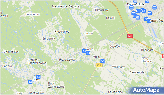 mapa Jesionka gmina Wiskitki, Jesionka gmina Wiskitki na mapie Targeo