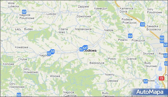mapa Jodłowa, Jodłowa na mapie Targeo