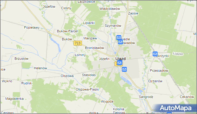 mapa Józefin gmina Ujazd, Józefin gmina Ujazd na mapie Targeo