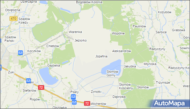 mapa Józefina gmina Przykona, Józefina gmina Przykona na mapie Targeo