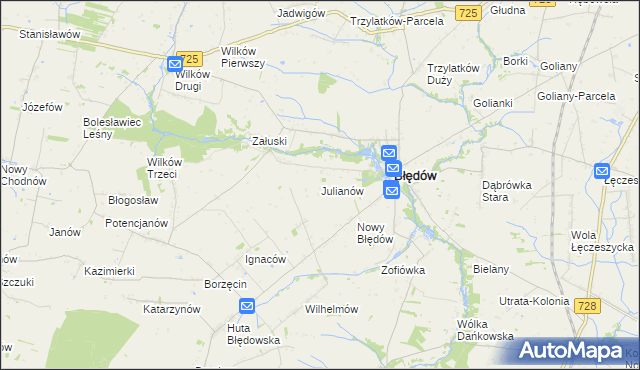 mapa Julianów gmina Błędów, Julianów gmina Błędów na mapie Targeo