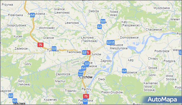 mapa Jurków gmina Czchów, Jurków gmina Czchów na mapie Targeo