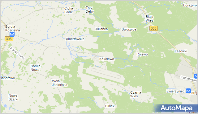 mapa Kąkolewo gmina Grodzisk Wielkopolski, Kąkolewo gmina Grodzisk Wielkopolski na mapie Targeo