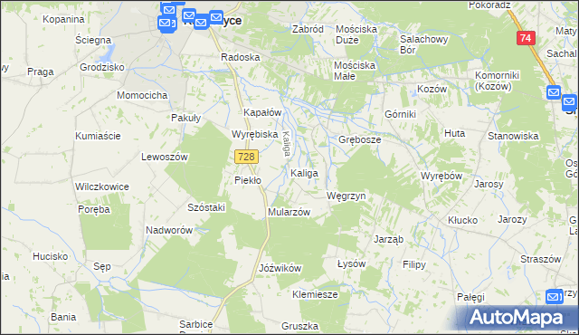 mapa Kaliga, Kaliga na mapie Targeo
