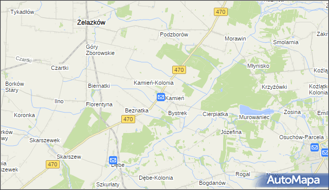 mapa Kamień gmina Ceków-Kolonia, Kamień gmina Ceków-Kolonia na mapie Targeo