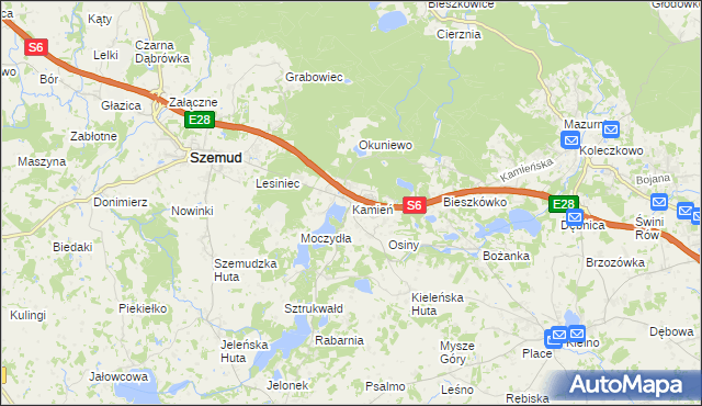 mapa Kamień gmina Szemud, Kamień gmina Szemud na mapie Targeo