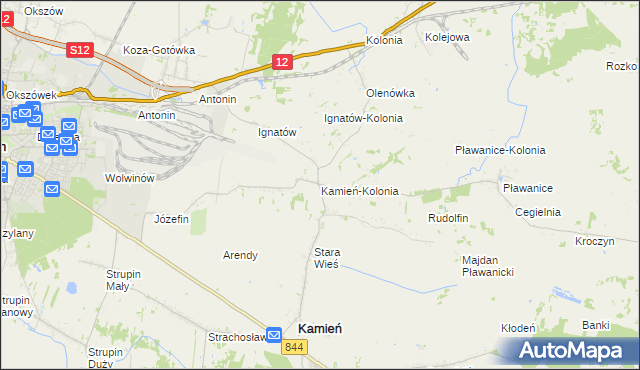 mapa Kamień-Kolonia gmina Kamień, Kamień-Kolonia gmina Kamień na mapie Targeo