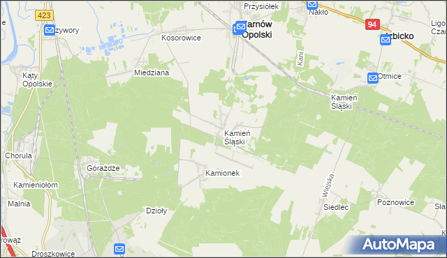 mapa Kamień Śląski, Kamień Śląski na mapie Targeo