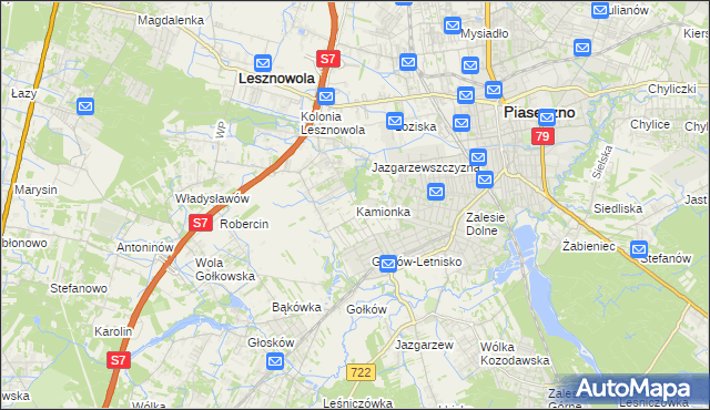 mapa Kamionka gmina Piaseczno, Kamionka gmina Piaseczno na mapie Targeo