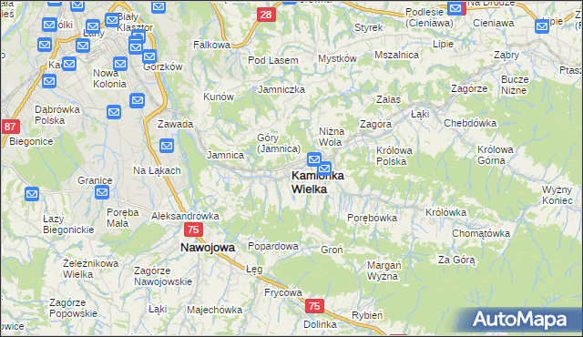 mapa Kamionka Wielka, Kamionka Wielka na mapie Targeo