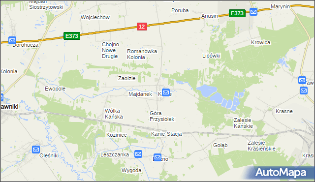 mapa Kanie gmina Rejowiec Fabryczny, Kanie gmina Rejowiec Fabryczny na mapie Targeo