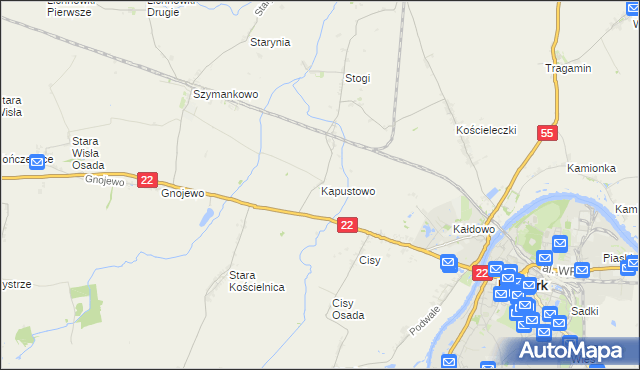 mapa Kapustowo gmina Malbork, Kapustowo gmina Malbork na mapie Targeo