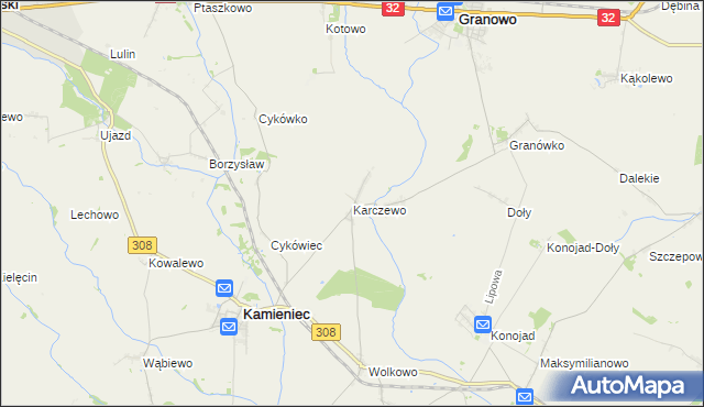 mapa Karczewo gmina Kamieniec, Karczewo gmina Kamieniec na mapie Targeo