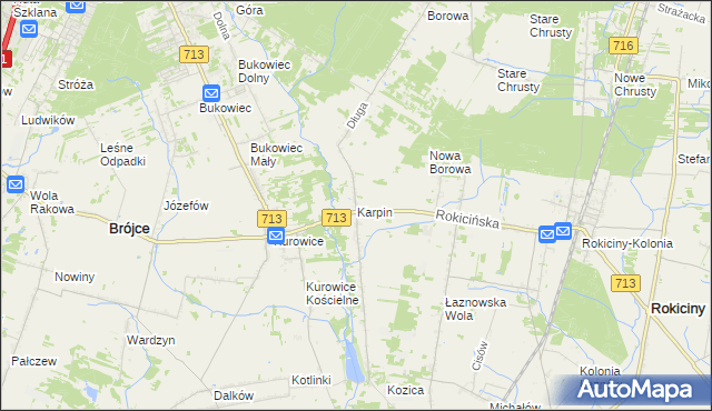mapa Karpin gmina Brójce, Karpin gmina Brójce na mapie Targeo
