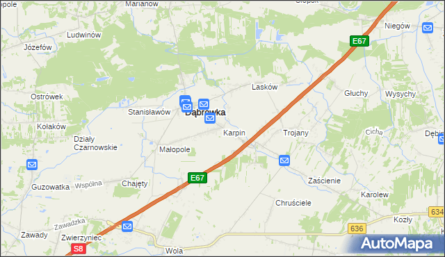 mapa Karpin gmina Dąbrówka, Karpin gmina Dąbrówka na mapie Targeo
