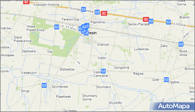 mapa Kaski gmina Baranów, Kaski gmina Baranów na mapie Targeo
