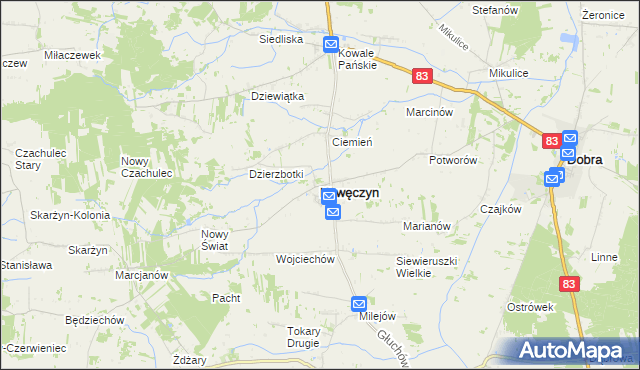 mapa Kawęczyn powiat turecki, Kawęczyn powiat turecki na mapie Targeo