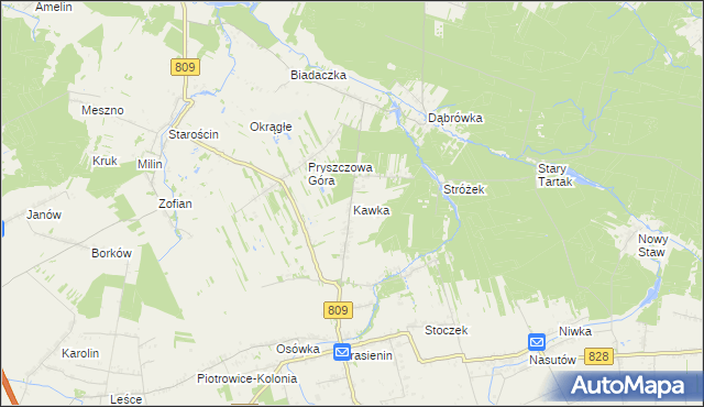 mapa Kawka gmina Niemce, Kawka gmina Niemce na mapie Targeo