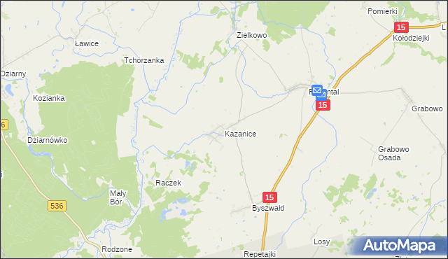 mapa Kazanice, Kazanice na mapie Targeo