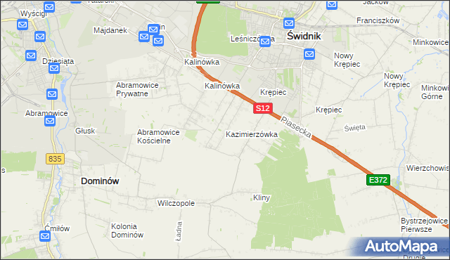mapa Kazimierzówka gmina Głusk, Kazimierzówka gmina Głusk na mapie Targeo