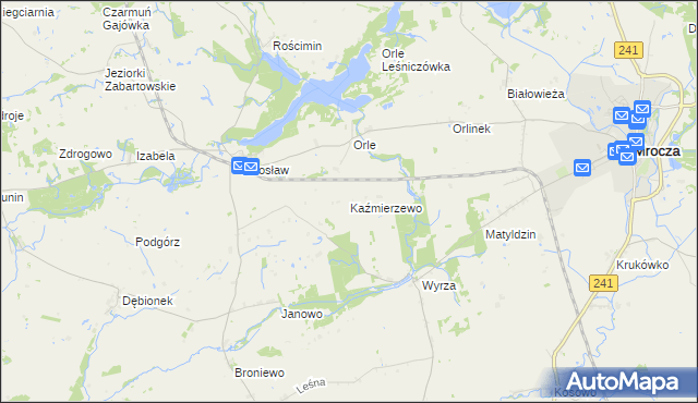 mapa Kaźmierzewo gmina Mrocza, Kaźmierzewo gmina Mrocza na mapie Targeo