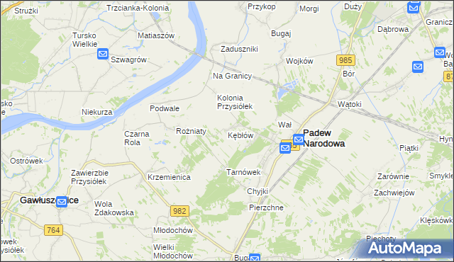 mapa Kębłów gmina Padew Narodowa, Kębłów gmina Padew Narodowa na mapie Targeo
