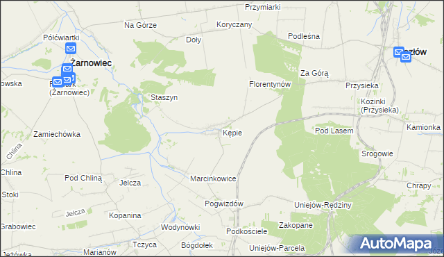 mapa Kępie gmina Kozłów, Kępie gmina Kozłów na mapie Targeo