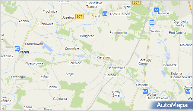 mapa Kierzków gmina Stanin, Kierzków gmina Stanin na mapie Targeo