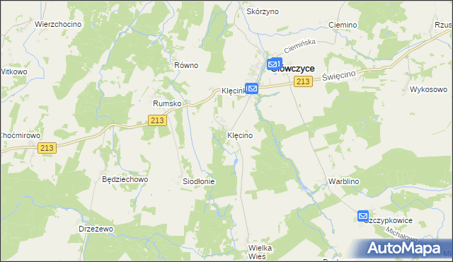 mapa Klęcino, Klęcino na mapie Targeo