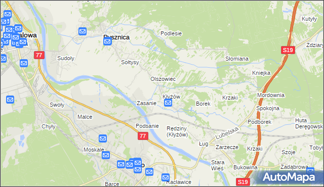 mapa Kłyżów, Kłyżów na mapie Targeo