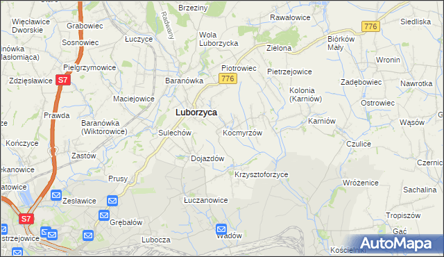mapa Kocmyrzów, Kocmyrzów na mapie Targeo