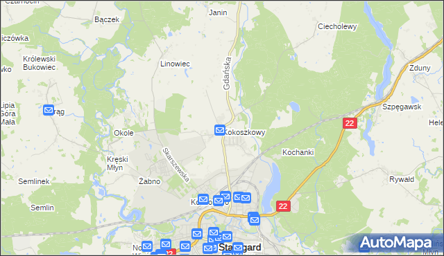 mapa Kokoszkowy, Kokoszkowy na mapie Targeo