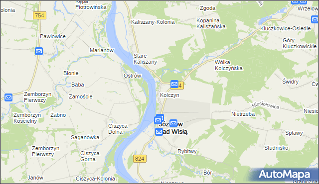mapa Kolczyn gmina Józefów nad Wisłą, Kolczyn gmina Józefów nad Wisłą na mapie Targeo