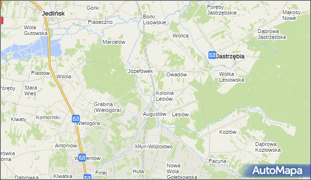 mapa Kolonia Lesiów, Kolonia Lesiów na mapie Targeo