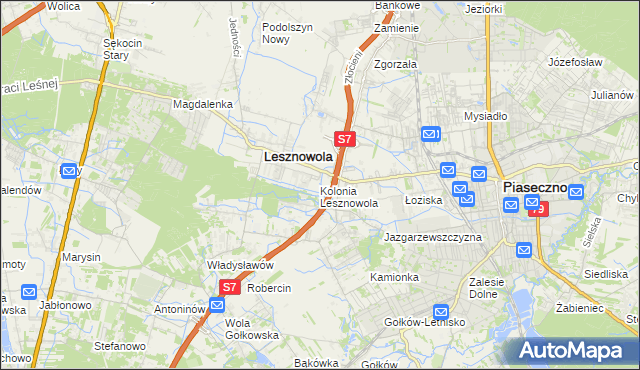 mapa Kolonia Lesznowola, Kolonia Lesznowola na mapie Targeo