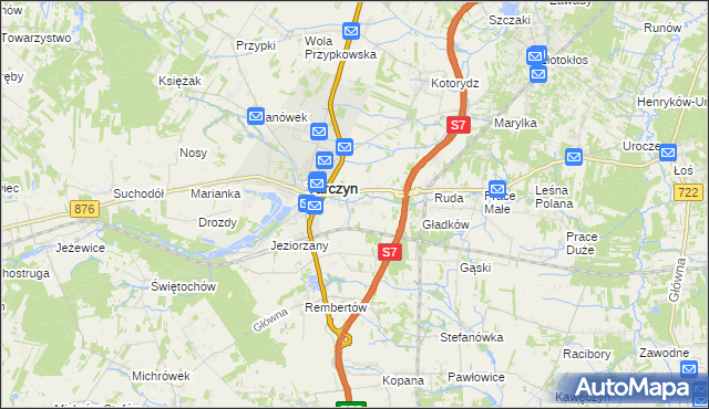 mapa Komorniki gmina Tarczyn, Komorniki gmina Tarczyn na mapie Targeo