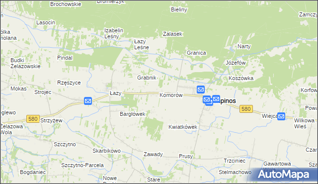 mapa Komorów gmina Kampinos, Komorów gmina Kampinos na mapie Targeo