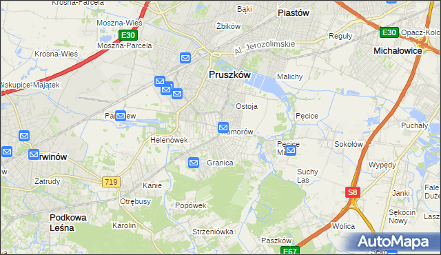 mapa Komorów gmina Michałowice, Komorów gmina Michałowice na mapie Targeo