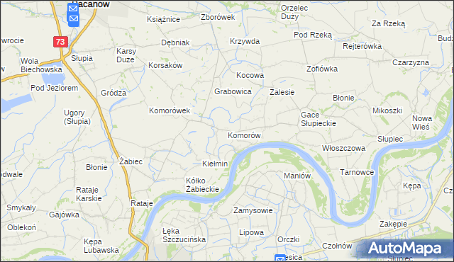 mapa Komorów gmina Pacanów, Komorów gmina Pacanów na mapie Targeo
