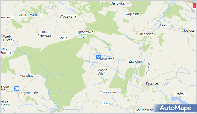 mapa Komorzno, Komorzno na mapie Targeo