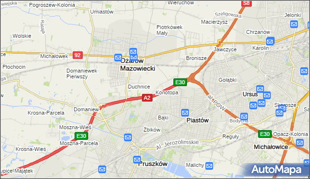 mapa Konotopa gmina Ożarów Mazowiecki, Konotopa gmina Ożarów Mazowiecki na mapie Targeo