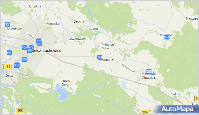 mapa Kopalina gmina Jelcz-Laskowice, Kopalina gmina Jelcz-Laskowice na mapie Targeo