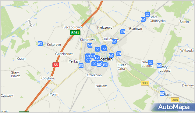 mapa Kościan, Kościan na mapie Targeo